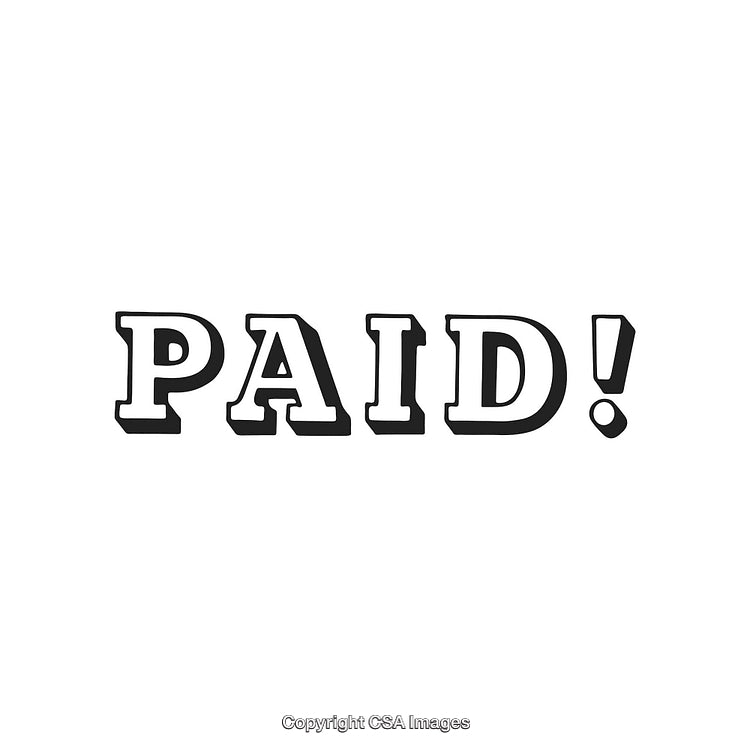 Bold Typography Design Featuring the Word Paid With Exclamation Mark