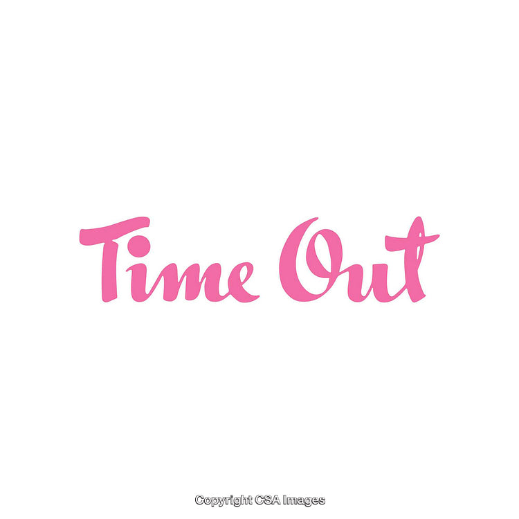 Elegant Pink Script Text Displaying 'Time Out' on White Background