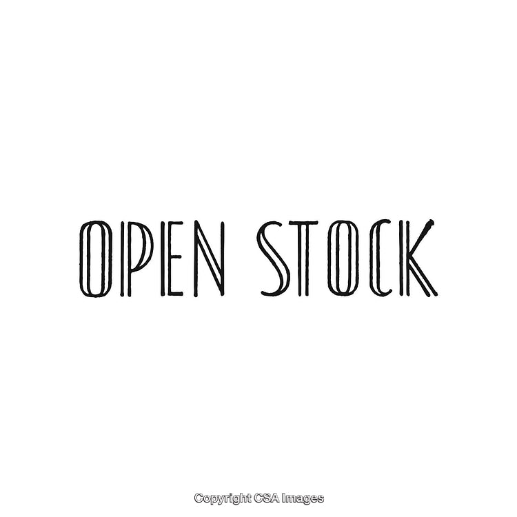 Minimalist Black Text Reading Open Stock on White Background