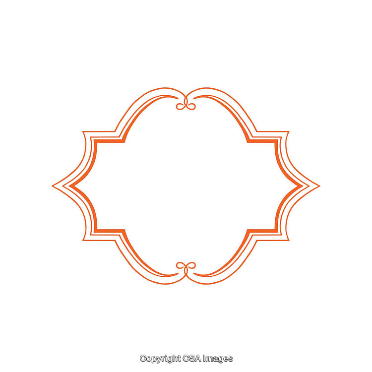 Elegant Orange Decorative Frame with Curved Symmetry on White Background