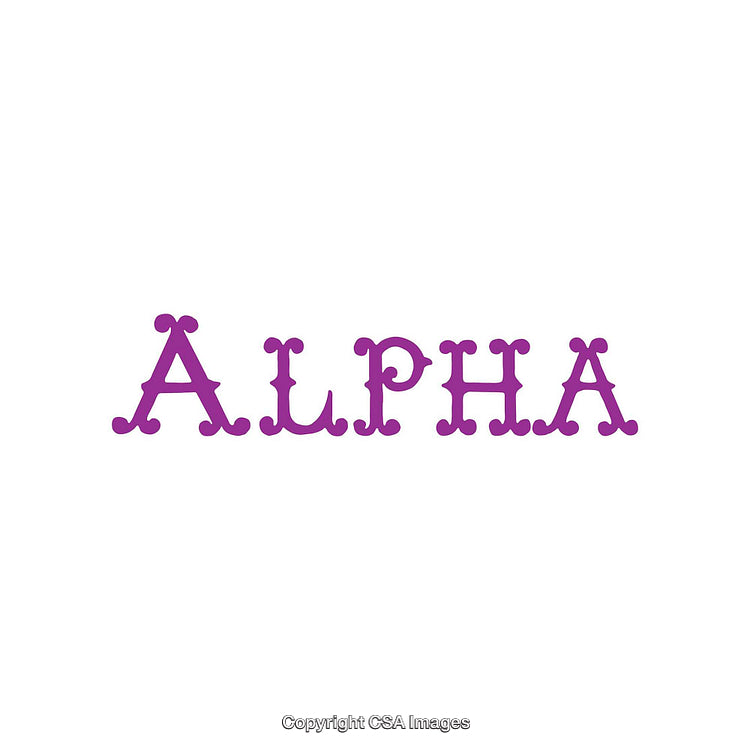 Purple Text Design Highlighting the Word 'Alpha' with Stylish Font