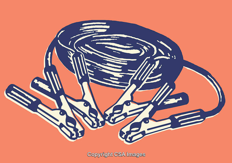 Artistic Illustration of Cables with Clamps on a Vibrant Background