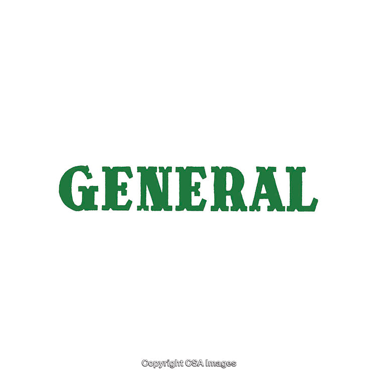 Green General Text on White Background with Bold Typeface Design