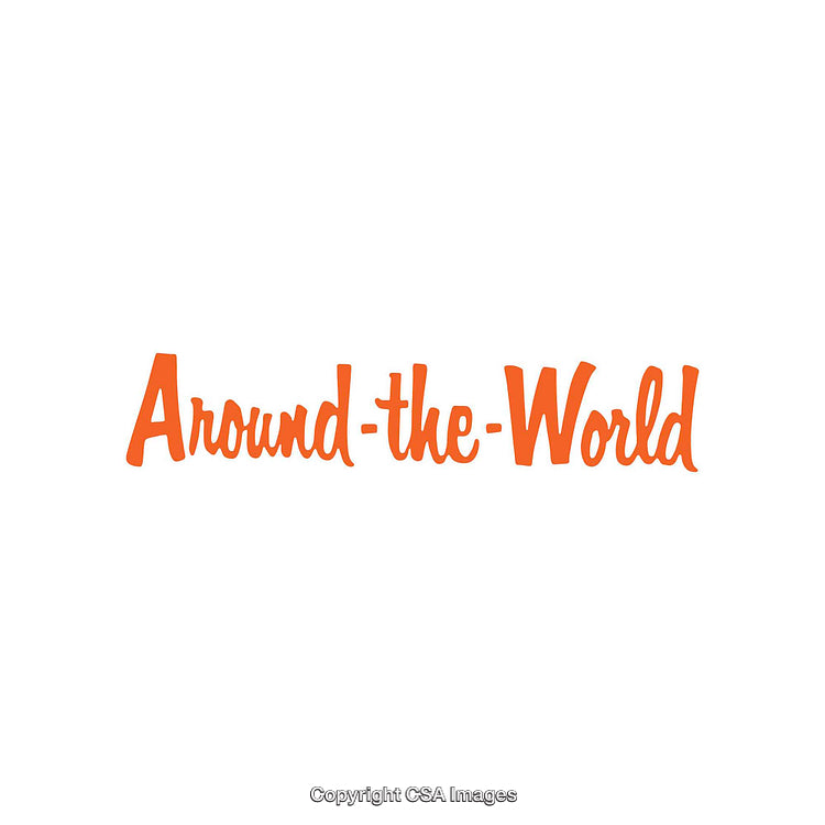 Bold Orange 'Around-the-World' Text on a White Background