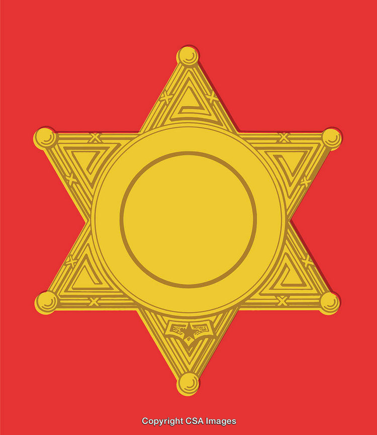 Golden Star Emblem On Bright Red Background, Vector Illustration