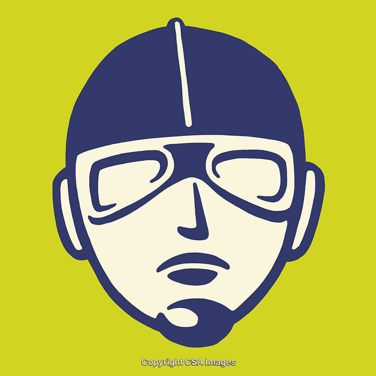 Minimalist Illustration of a Person Wearing Goggles and Helmet