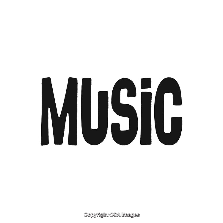 Bold Black Typography Featuring the Word Music in Artistic Serif Font