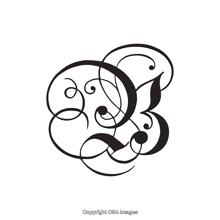 Elegant Calligraphic Illustration Featuring Ornamental Letter B Design