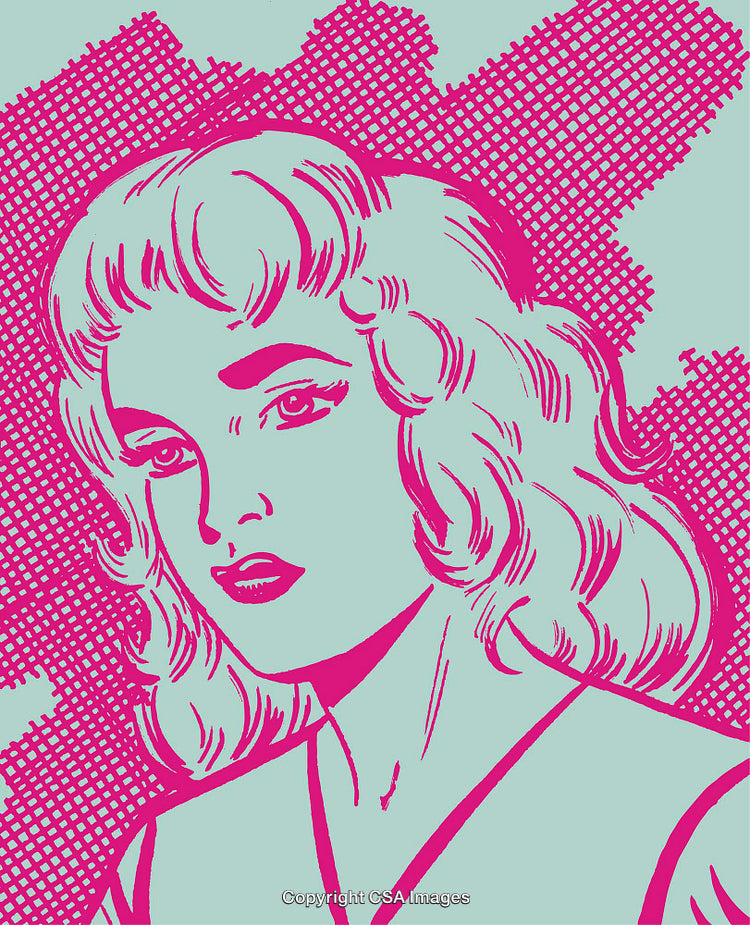 Pop Art Style Portrait of a Woman in Vibrant Colors