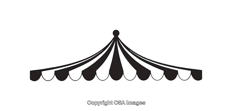 Black and White Circus Tent Line Art Icon Illustration