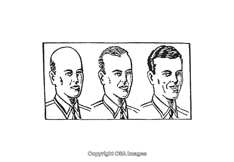 Black and White Line Art Depicting Three Expressive Male Profiles