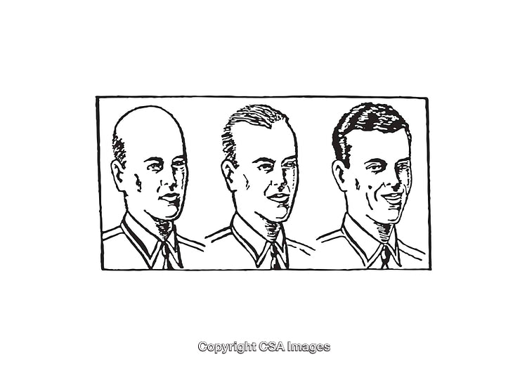 Black and White Line Art Depicting Three Expressive Male Profiles