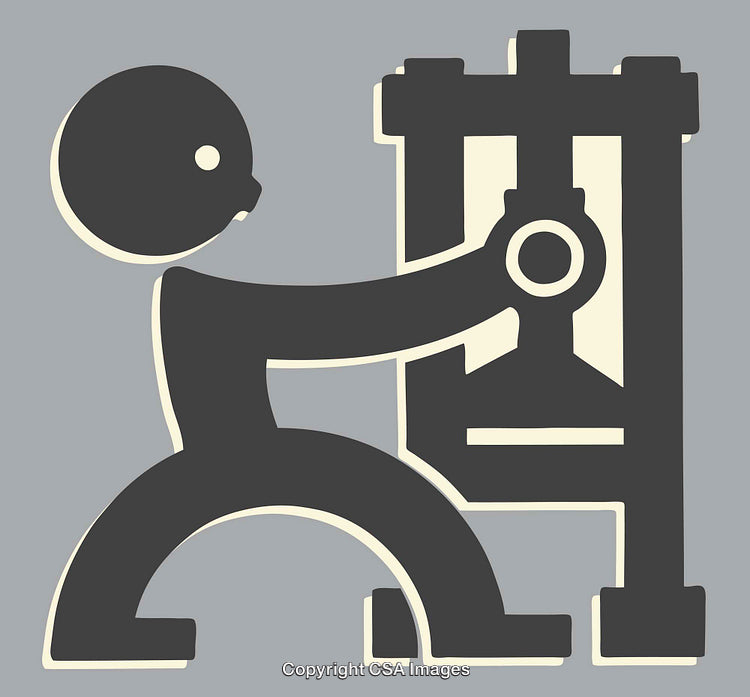 Stylized Worker Operating Machine Illustration in Modern Color Line Art Style