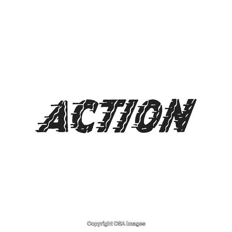 Dynamic Black Action Text Design With Distressed and Stylish Font