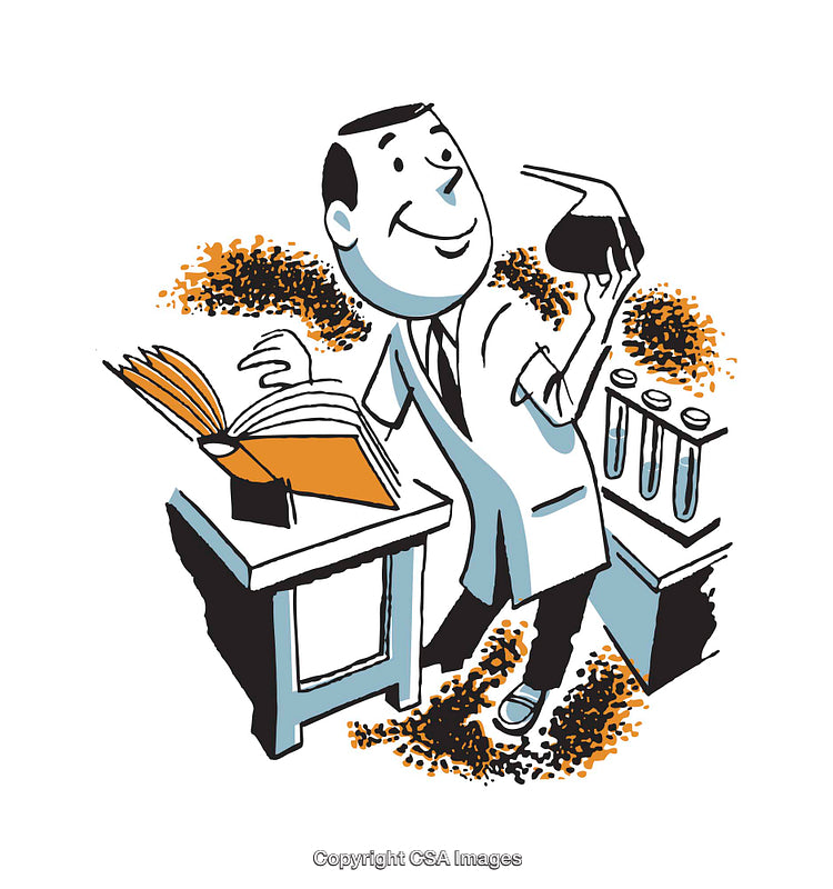 Retro Scientist Illustration with Equipment and Open Book