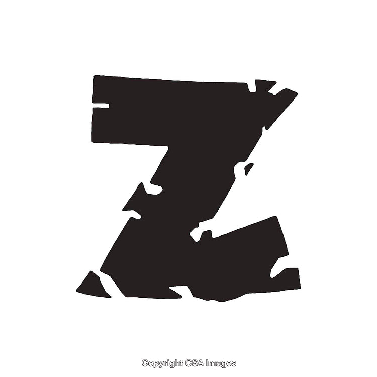 Bold Abstract Representation of the Letter Z in Black Stencil Style