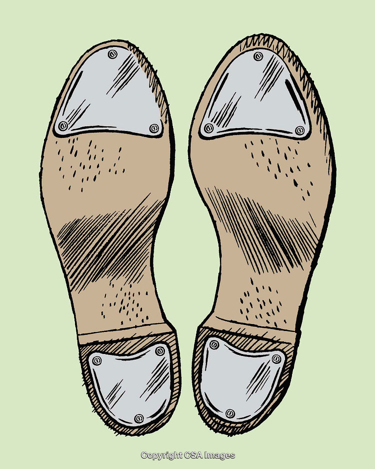 Colored Line Art Illustrating Tap Shoe Soles with Metal Tips