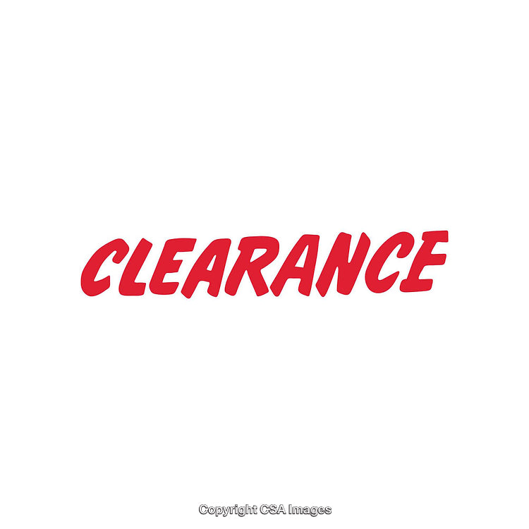 Large Red Clearance Text on White Background for Retail Use