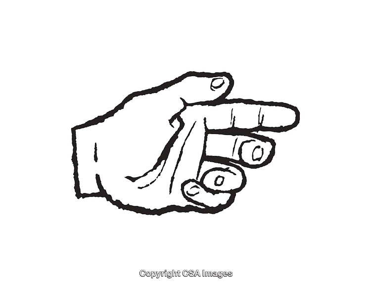 Black and White Line Drawing of a Gesturing Hand