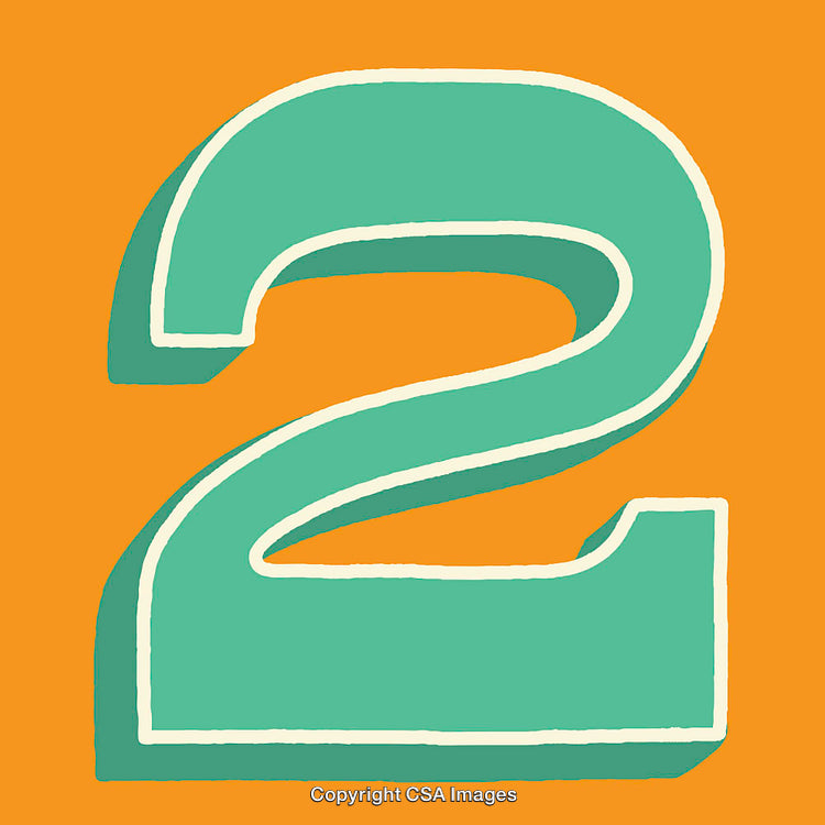Bold Artistic Illustration of the Number Two on Vibrant Background