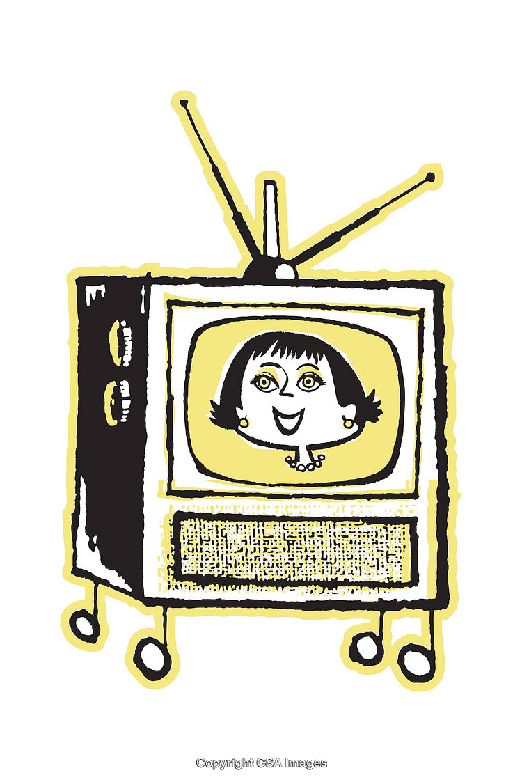 Retro Illustration of Television With Female Face Inside the Screen