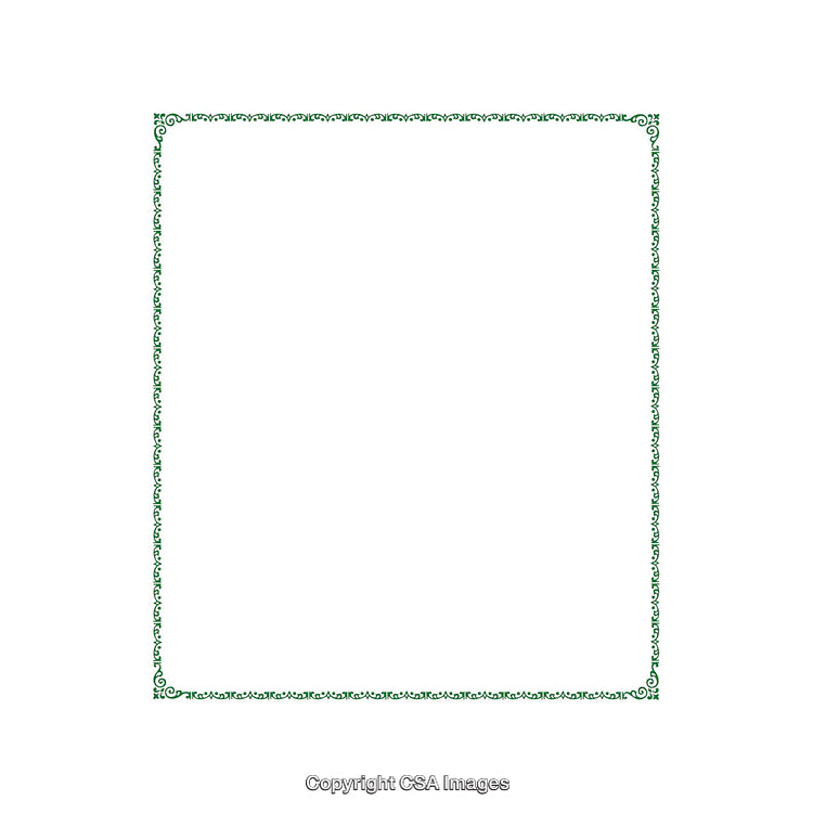 Elegant Green Ornamental Border Frame on White Empty Background