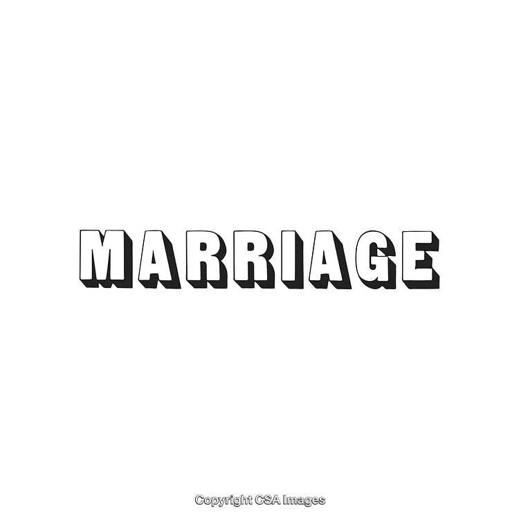 Bold Text Illustration Highlighting the Theme of Marriage in Black and White
