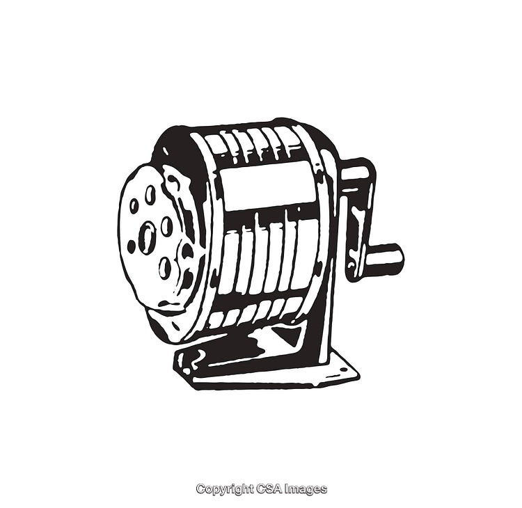 Vintage Black and White Line Art of a Manual Device