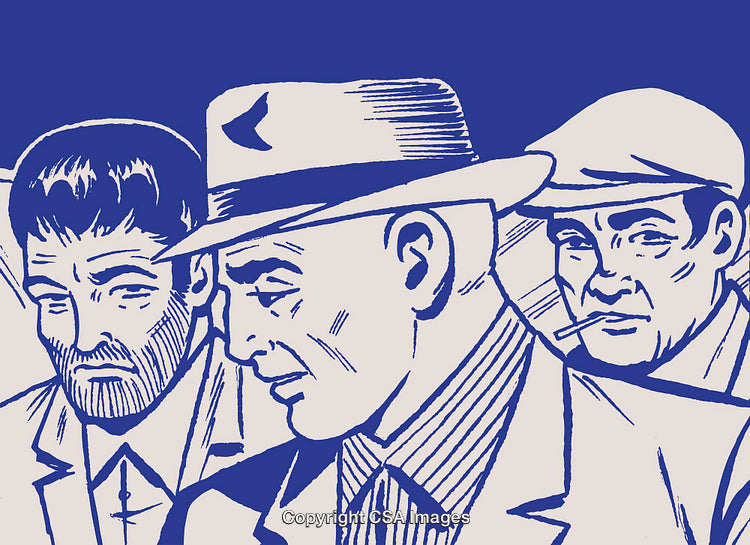Vintage Style Male Characters Drawn in Retro Comic Book Art Style