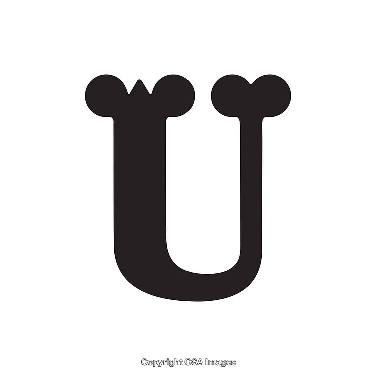 Stylized Monochrome Illustration of the Letter 'U' on a White Background