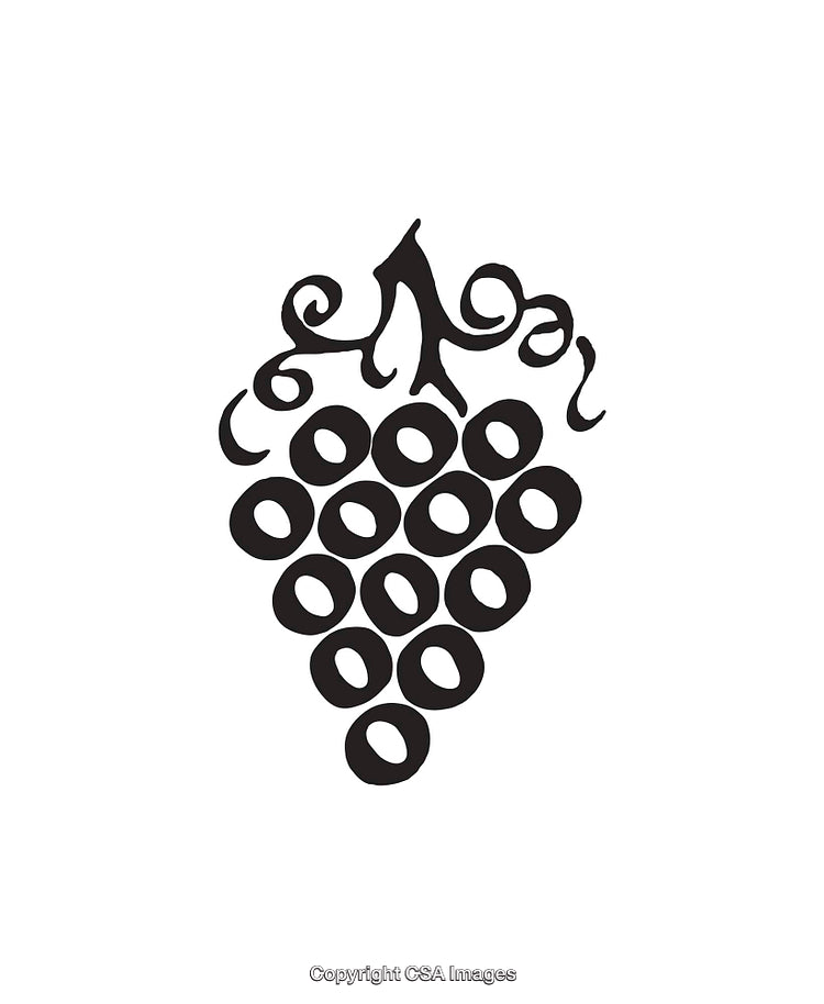 Black and White Artistic Grape Bunch Icon with Elegant Design