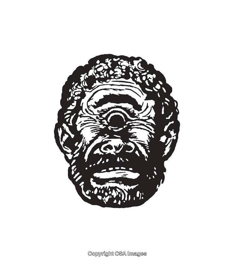 Black And White Cyclops Head Line Art Illustration