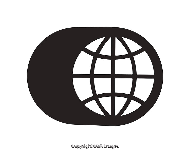 Minimalistic Black and White Globe Icon with Bold Design