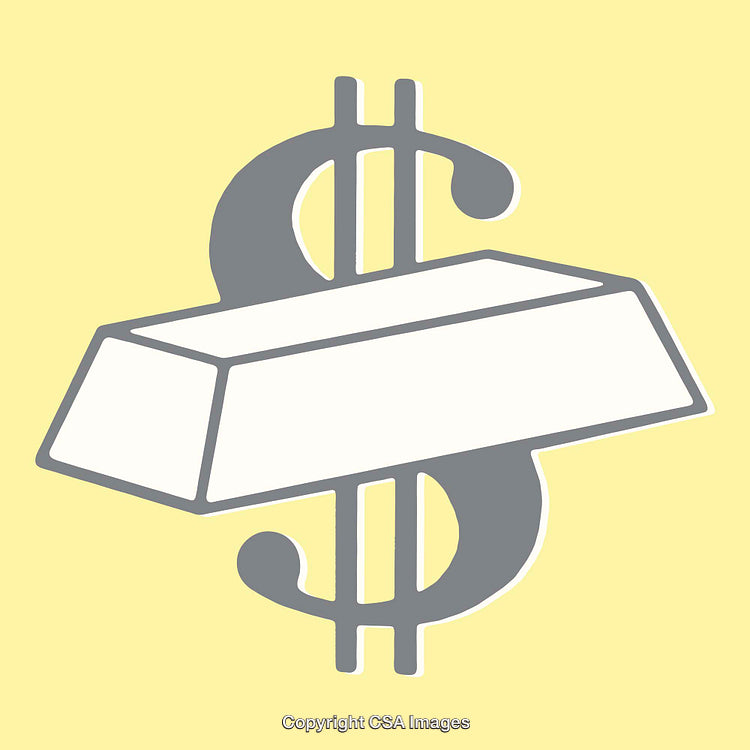 Dollar Symbol and Gold Bar on Light Yellow Background Illustration