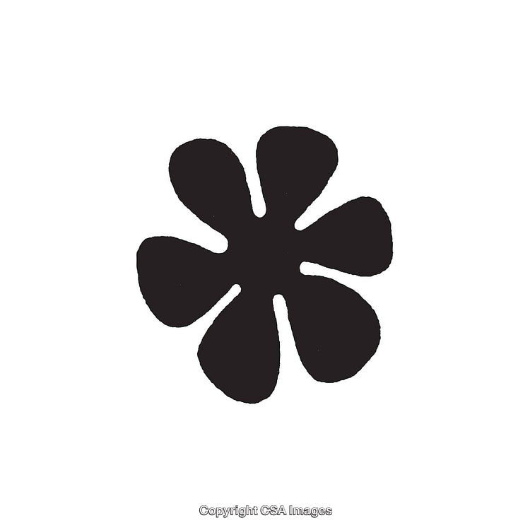 Black and White Rounded Floral Dingbat Shape on White Background