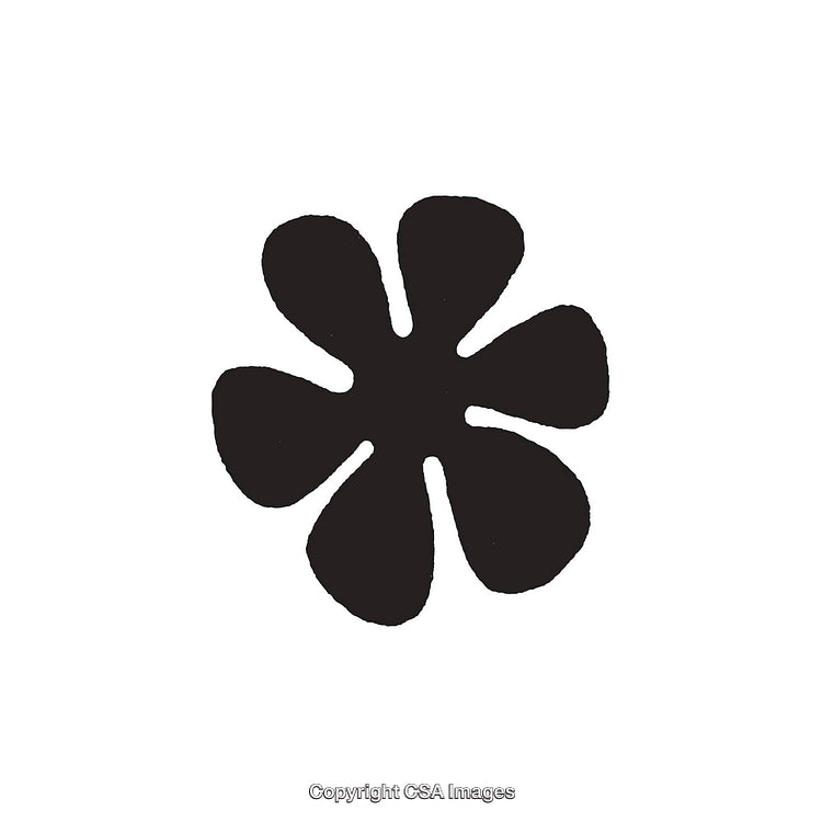 Black and White Rounded Floral Dingbat Shape on White Background