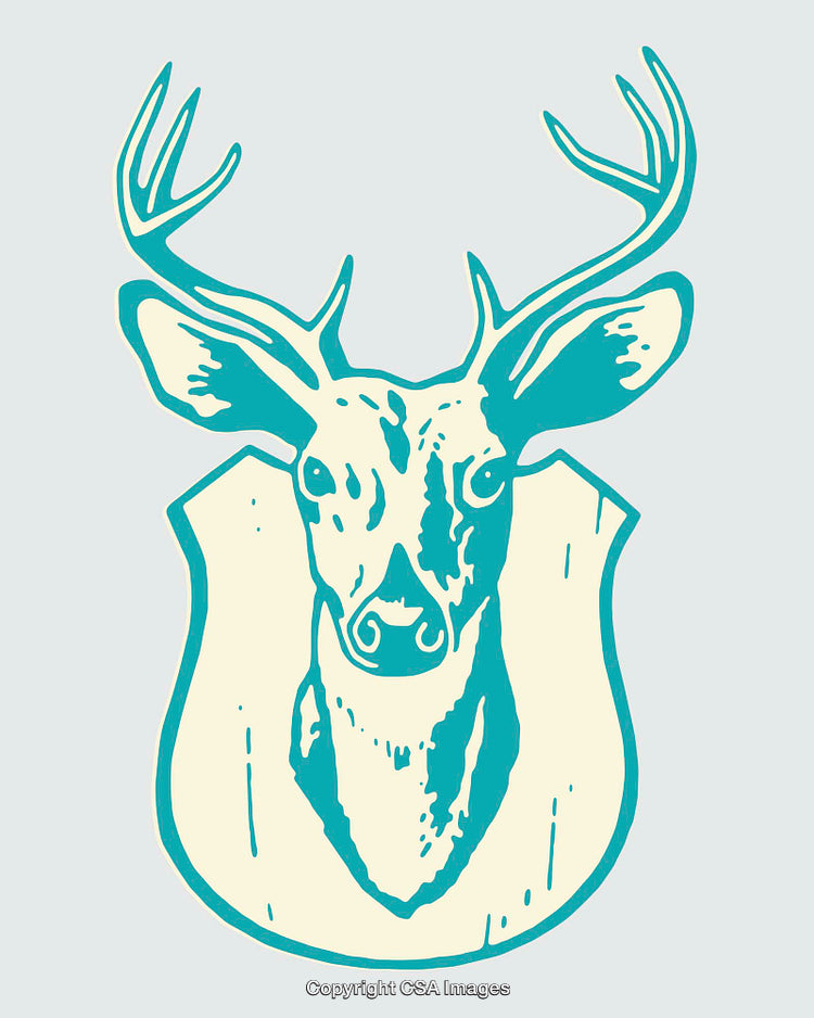 Elegant Line Art Illustration of a Deer Head with Antlers