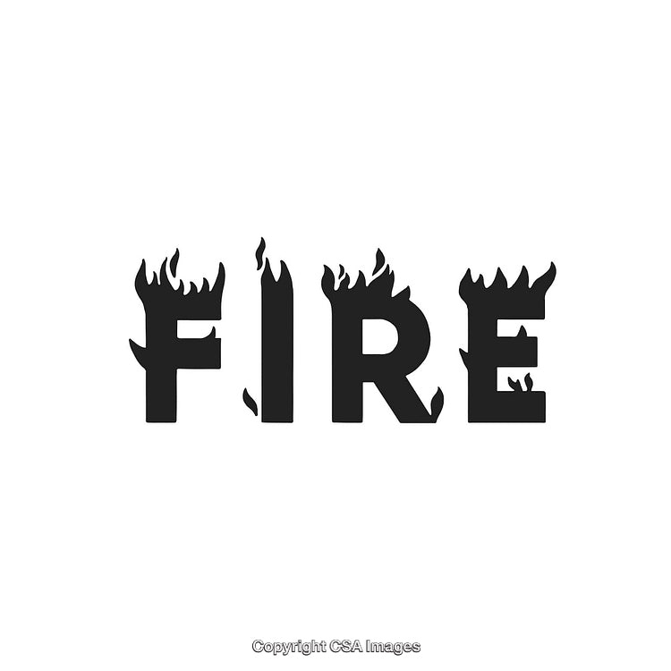 Burning Fire Typography Design with Flame Elements in Minimalistic Style