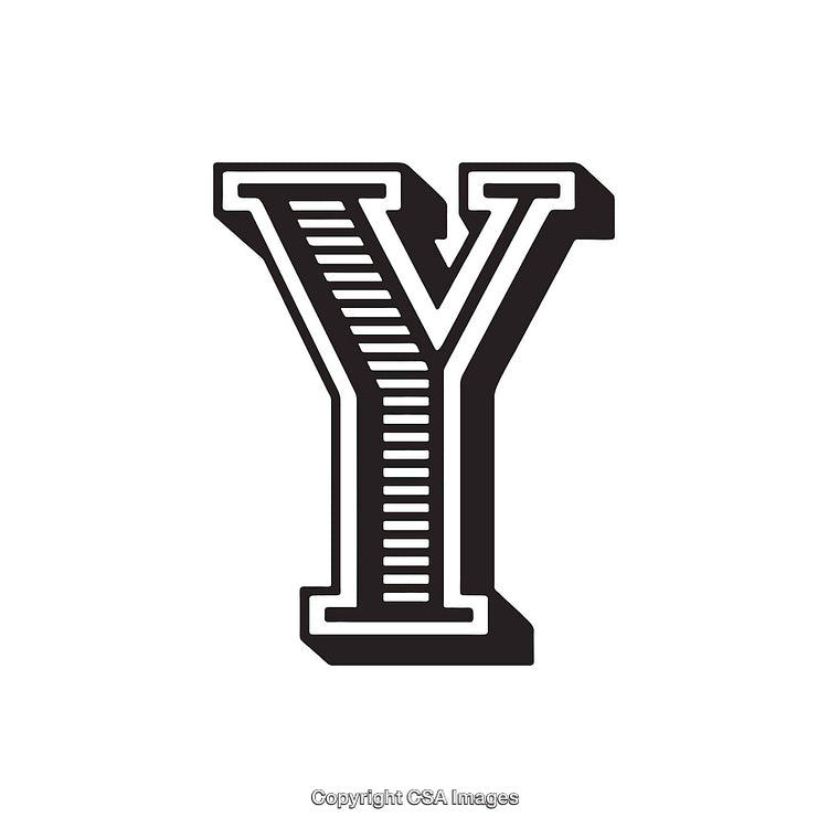 Decorative Black and White Design of the Letter Y with Bold Style