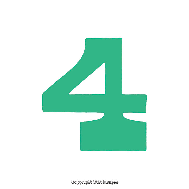 Green Number Four Illustration on White Background in Bold Style