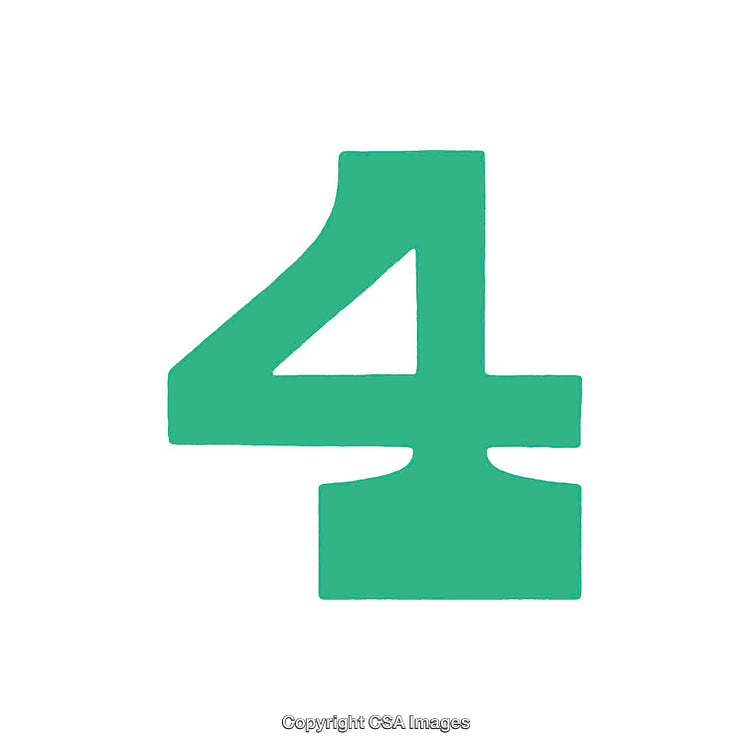 Green Number Four Illustration on White Background in Bold Style