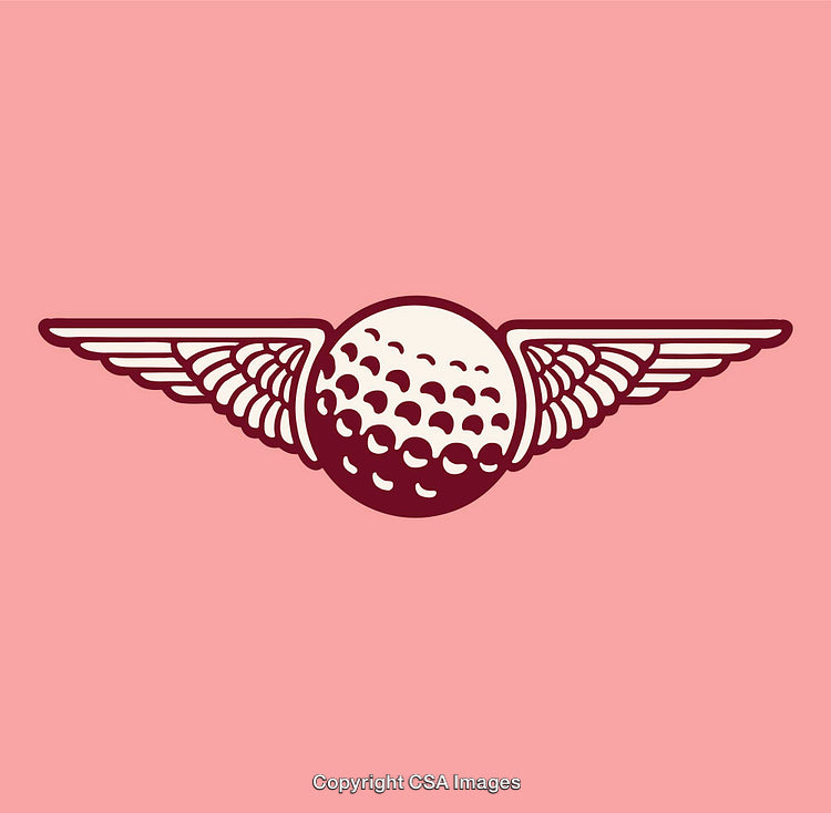 Stylized Golf Ball With Wings On Pink Background