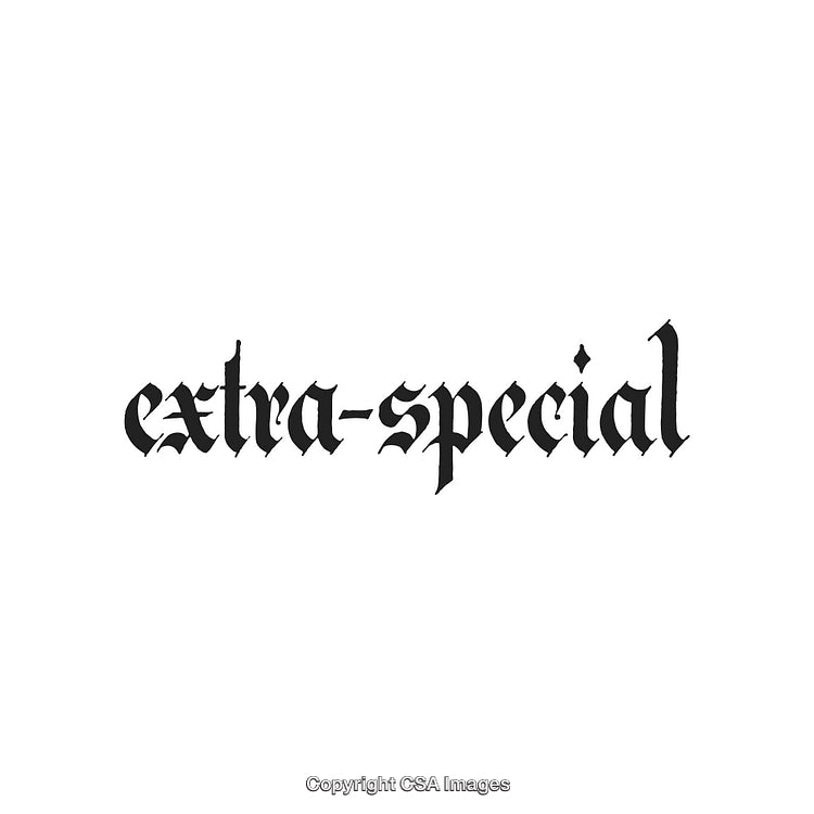 Elegant Blackletter Design Featuring the Phrase 'Extra-Special' on White Background
