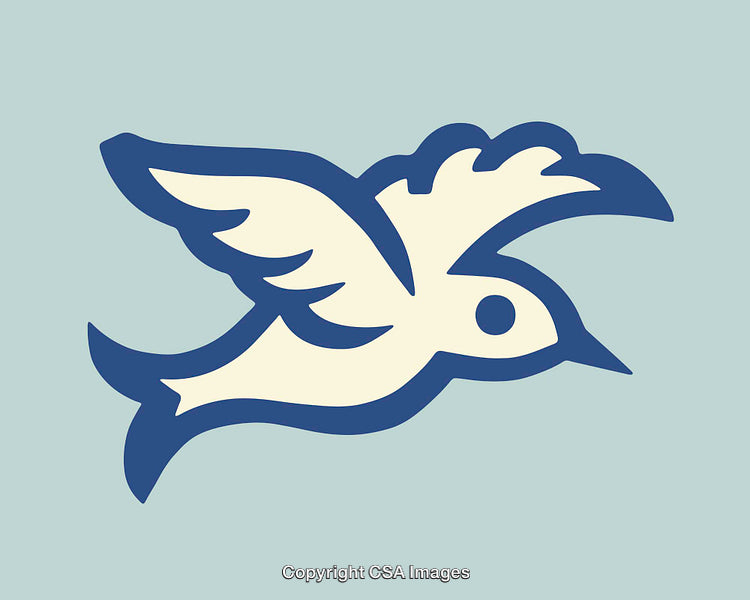 Stylized Line Art Illustration of a Bird in Flight