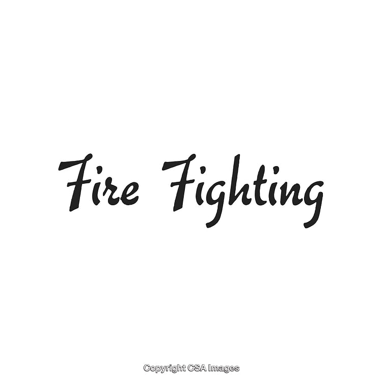 Stylized Fire Fighting Text on White Background with Bold Calligraphic Style