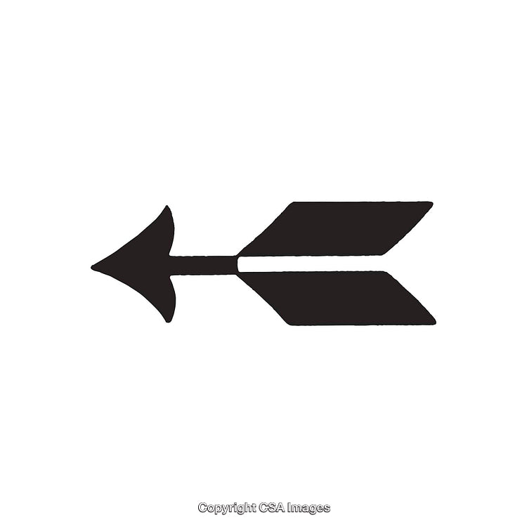 Minimalist Black Arrow Drawn in Bold Abstract Design on White