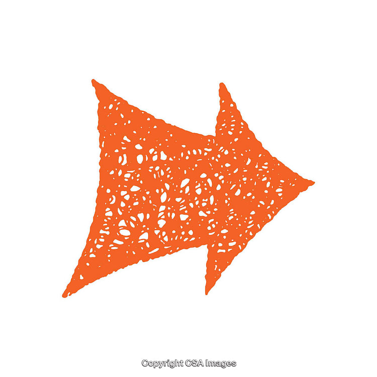 Orange Textured Arrow Shape Pointing Right on White Background