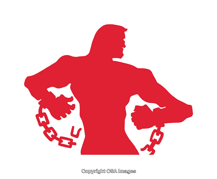 Silhouette of a Strong Figure Breaking Free From Chains