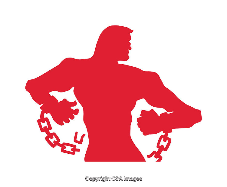 Silhouette of a Strong Figure Breaking Free From Chains