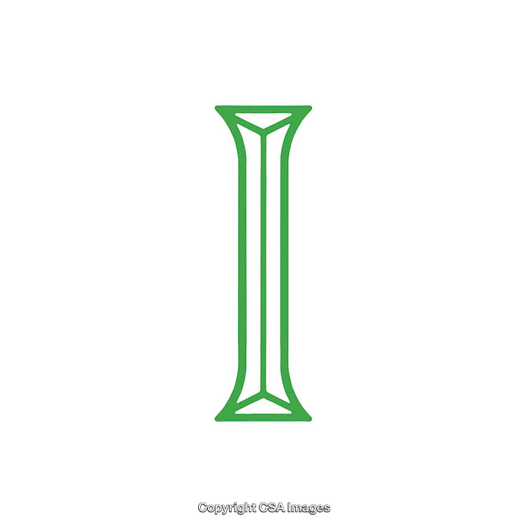 Green Stylized Letter I With Symmetrical Design on White Background